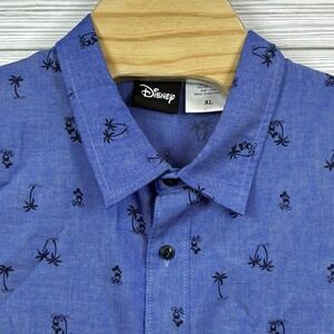 NWT Disney Men's Button Up Shirt Size XL Blue‎ Mickey All Over Hawaiian Print